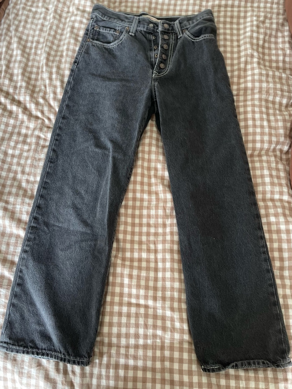 Levi's Straight-Leg Button-Fly Jeans in Washed Black